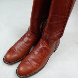 JUSTIN 4724 15" TALL BROWN LEATHER RIDING COWBOY